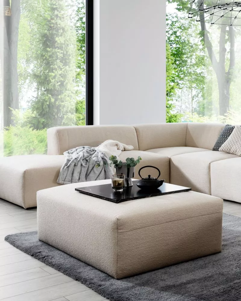 Pufs Zeus P standard Auduma numurs: Perfect Harmony 02, · Gaiši bēšs · 80 × 41 × 80 cm