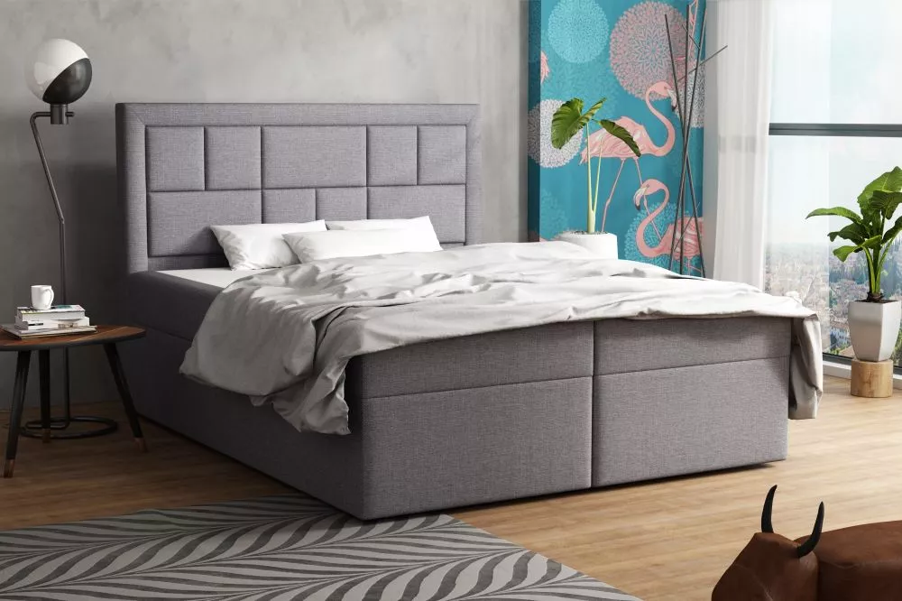 Gulta Figure Standard Guļamvietas platums: 160 cm, Guļamvietas garums: 200 cm, · Gaiši pelēks · 162 × 210 × 120 cm