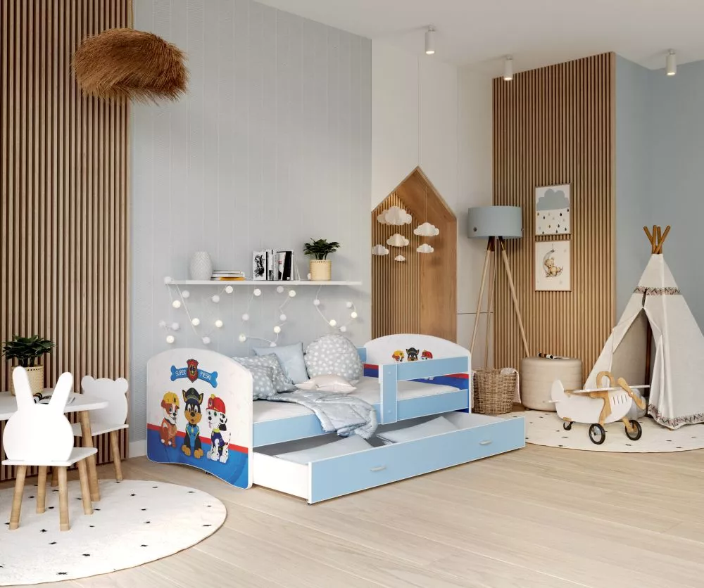 Bērnu gulta Lucky W47L ar stelāžu Guļamvietas platums: 90 cm, Guļamvietas garums: 180 cm, · 95 × 183 × 65 cm