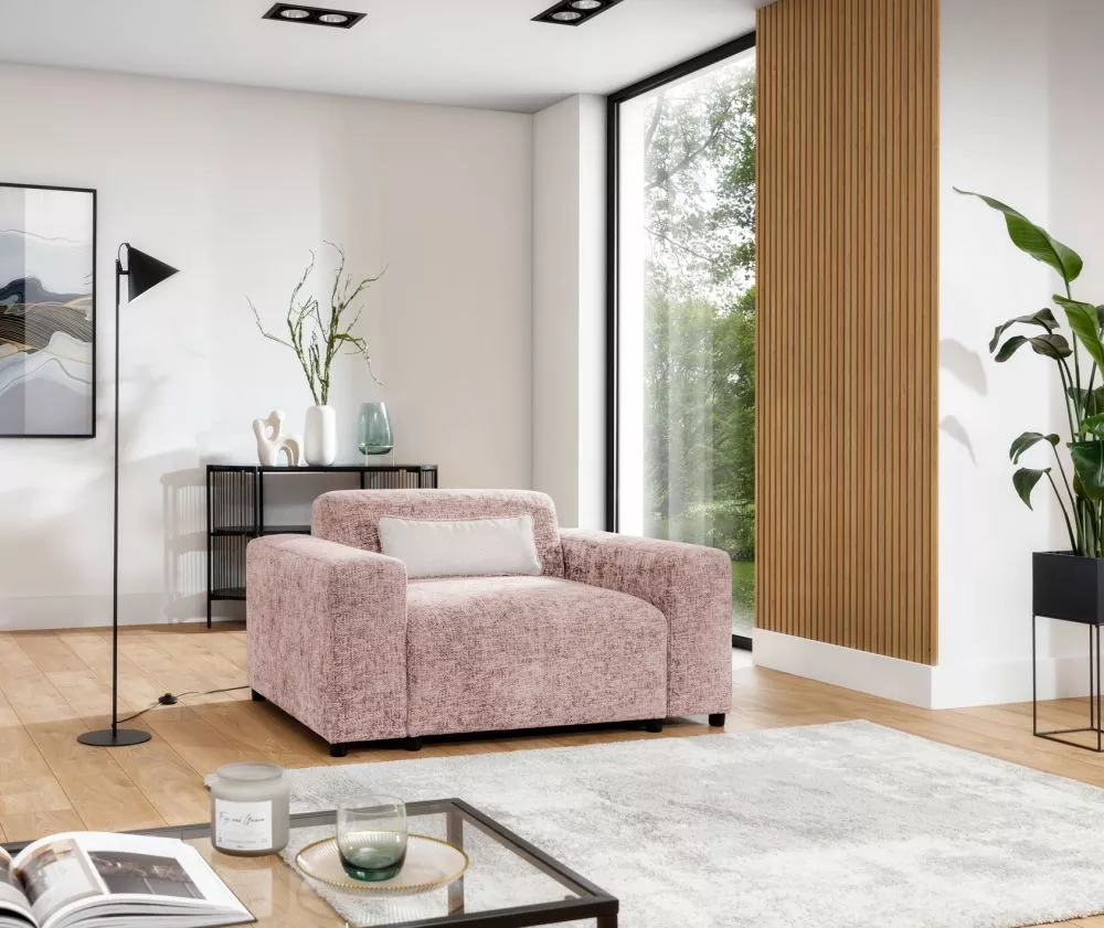 Mīksts krēsls Roma 1S Standard Sēdvietas dziļums: 73 cm, · Rozā · 145 × 98 × 75 cm
