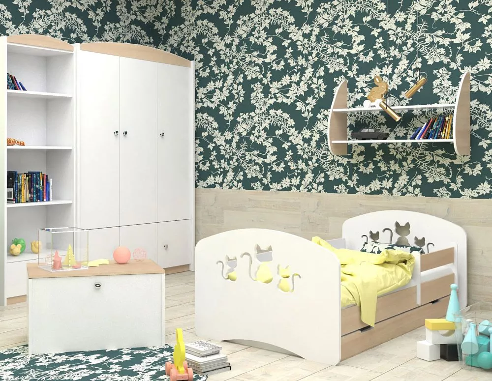 Bērnu gulta Happy Design Kotki L04 160x80 ar stelāžu Guļamvietas platums: 80 cm, Guļamvietas garums: 160 cm, · 92 × 164 