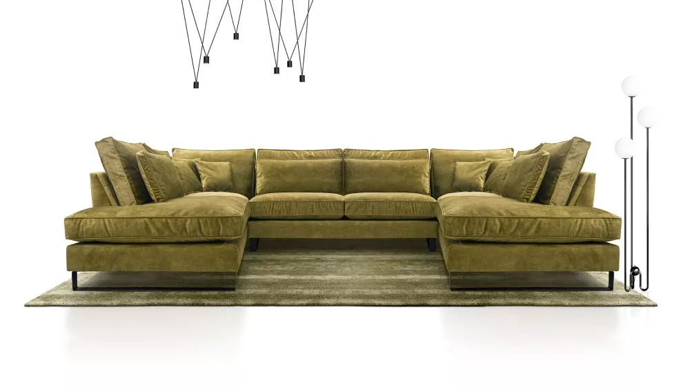 Dīvāns Corblack U Standard · Zaļš · 224 × 407 × 103 cm