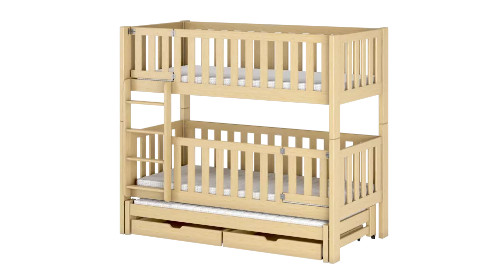 Bērnu gulta Agata 80x180 ar stelāžām Guļamvietas platums: 80 cm, Guļamvietas garums: 180 cm, · Priede · 96 × 188 × 164 c