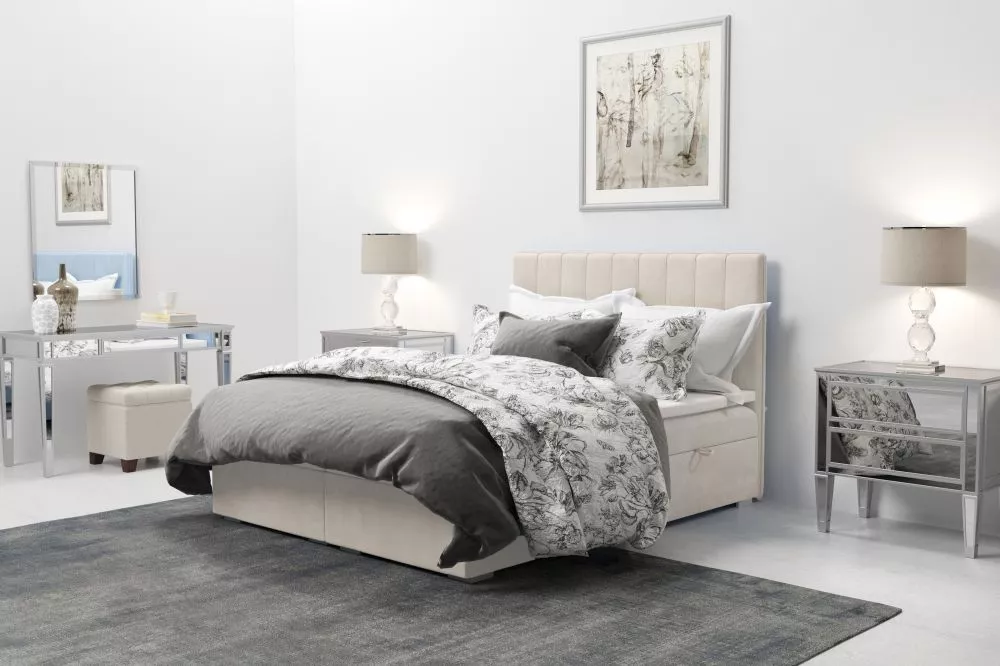 Gulta Rally Boxspring Standard Guļamvietas platums: 160 cm, Guļamvietas garums: 200 cm, · Gaiši bēšs · 160 × 207 × 118 c