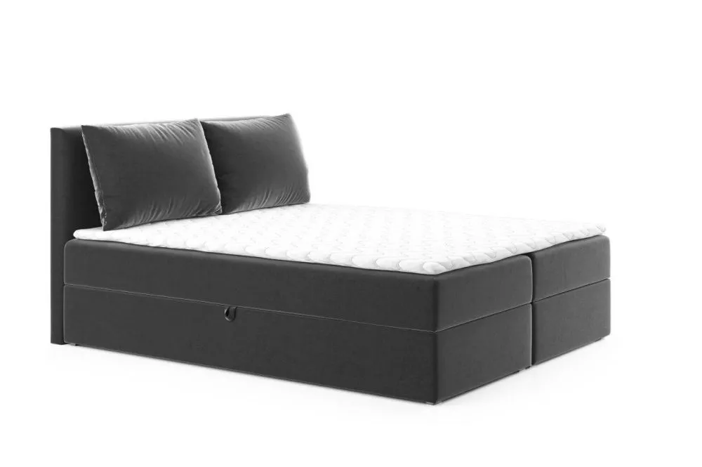 Gulta Eggers Boxspring Standard Guļamvietas platums: 140 cm, Guļamvietas garums: 200 cm, · Pelēks · 143 × 206 × 101 cm