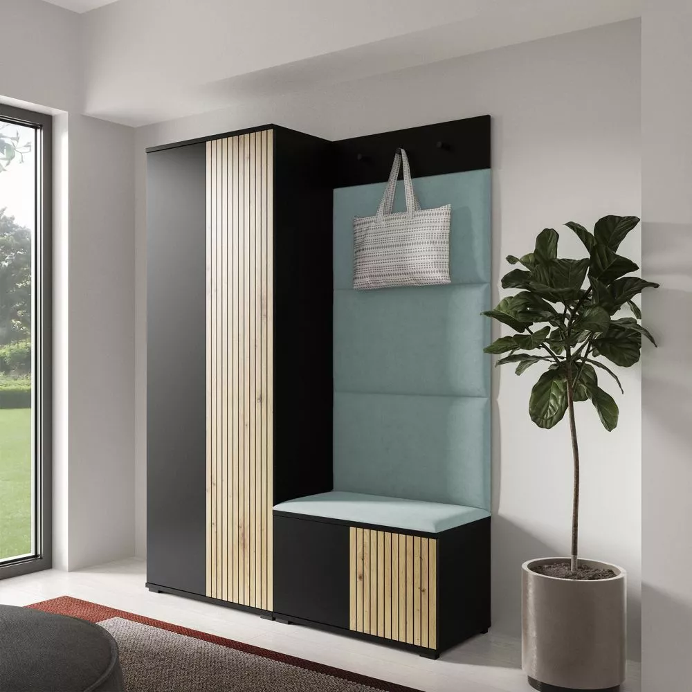 Apavu plaukts Ross 1 Trinity Korpusa krāsa: melns + ozols artisan, · 140 × 185 × 40 cm