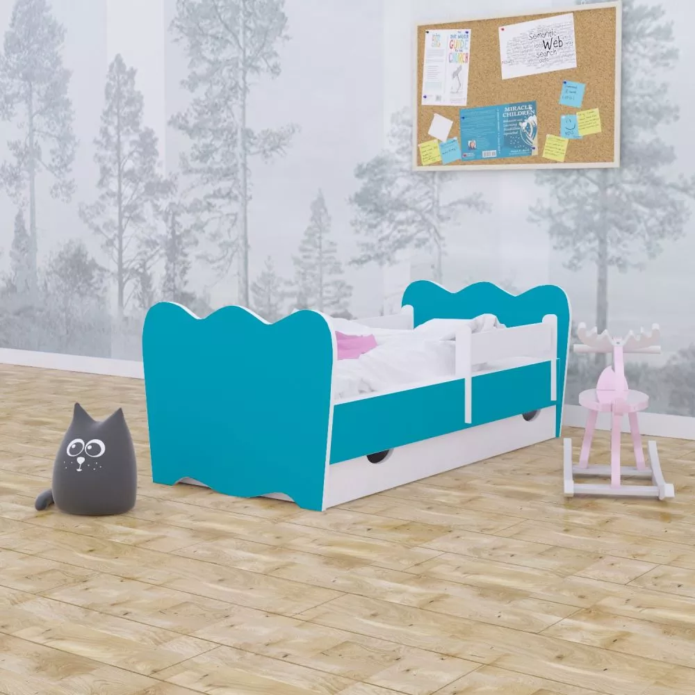 Bērnu gulta Classic L04 160x80 ar stelāžu Guļamvietas platums: 80 cm, Guļamvietas garums: 160 cm, · Zils · 92 × 164 × 65