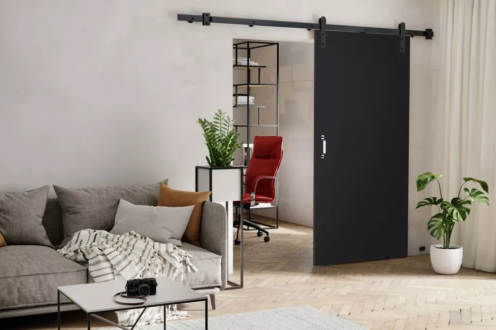 Bīdāmās durvis Retro Premium · Melns · 76 × 205 cm