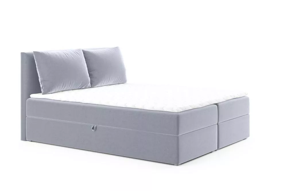 Gulta Eggers Boxspring Standard Guļamvietas platums: 140 cm, Guļamvietas garums: 200 cm, · Gaiši pelēks · 143 × 206 × 10