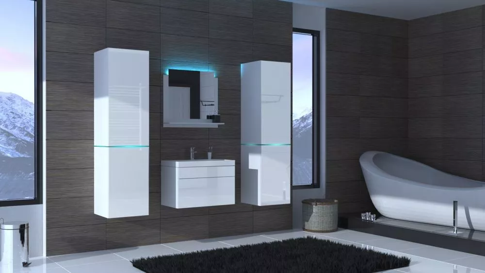 Vannas istabas komplekts Alius 31 gloss ar LED · Balts · 140.4 × 35 cm