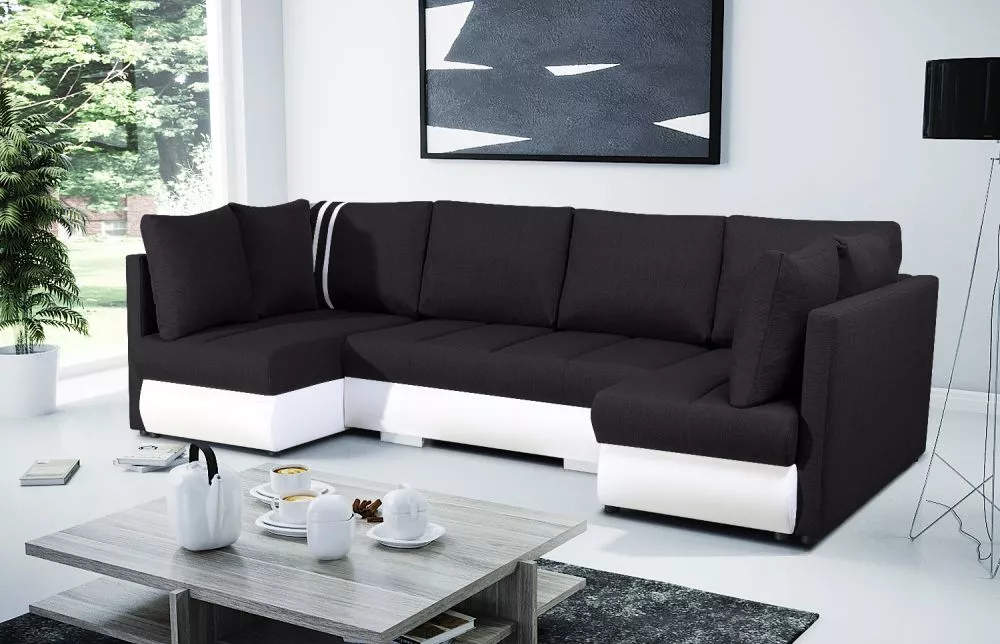 Dīvāns R-city U Standard · Melns + balts · 144 × 288 × 90 cm
