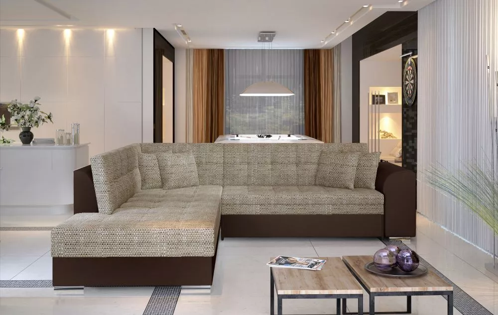 Dīvāns Pieretta Standard · Gaiši brūns + tumši brūns · 205 × 260 × 80 cm