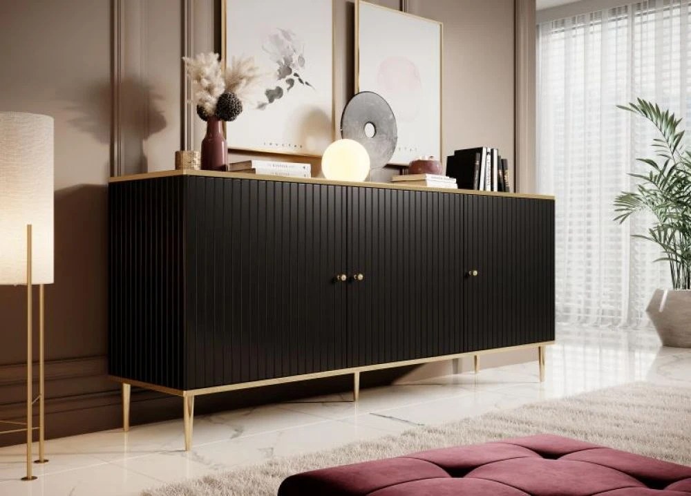 Kumode Glamour K180 · Melns · 180 × 40 × 75.5 cm