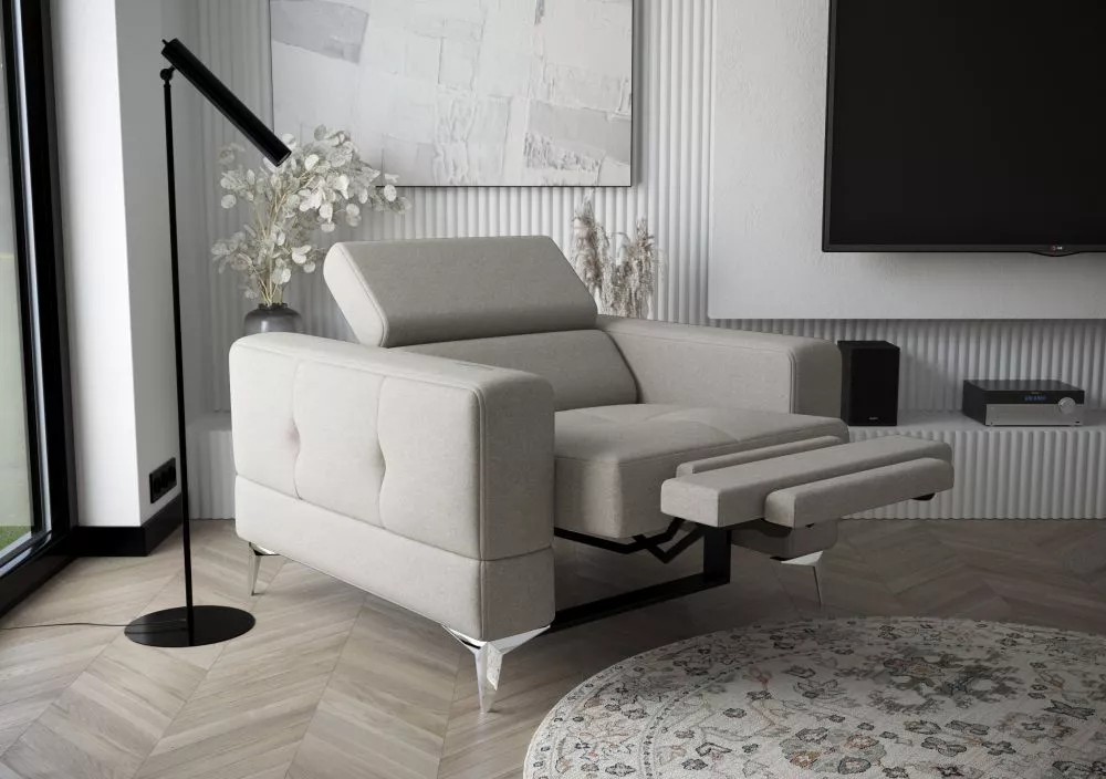 Mīksts krēsls Toscania 1S Relax standard Sēdvietas dziļums: 56 cm, · Gaiši pelēks · 115 × 97 × 78 cm