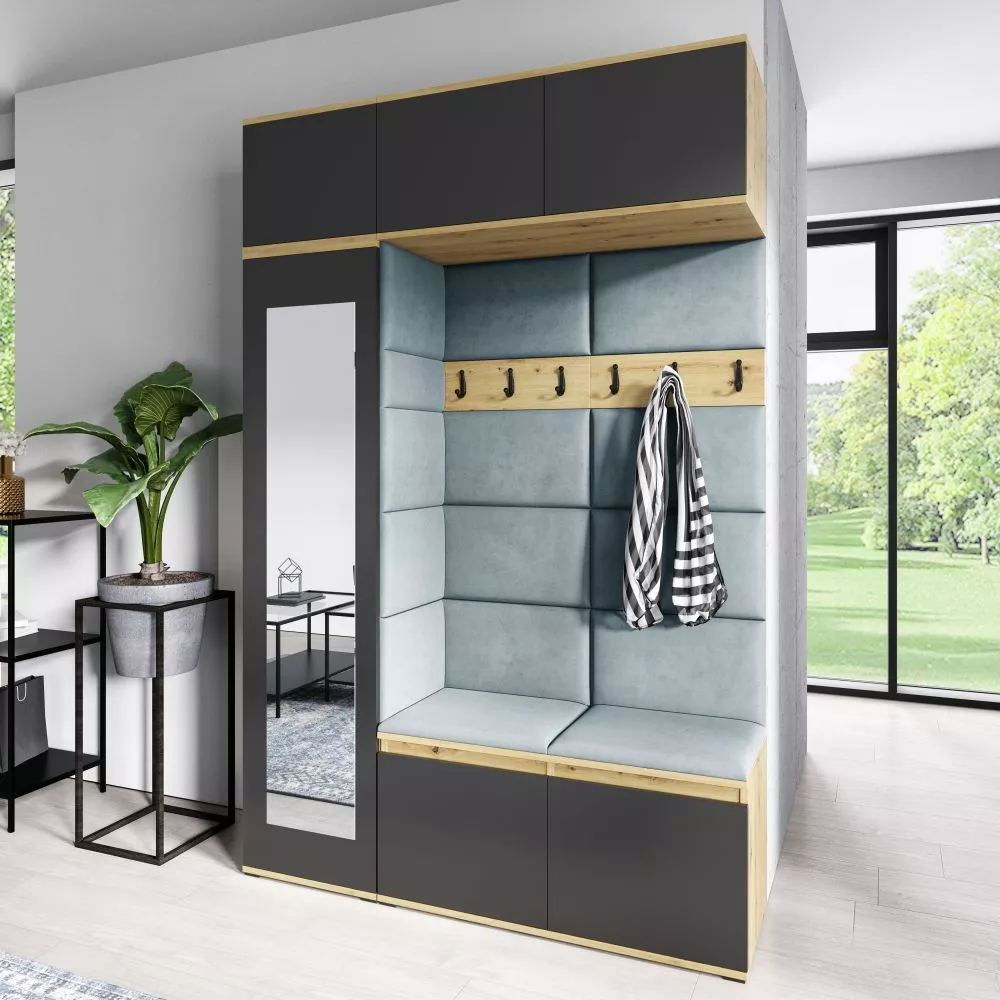 Apavu plaukts Emi 21 Trinity Korpusa krāsa: ozols artisan + melns, · 145 × 225 × 40 cm