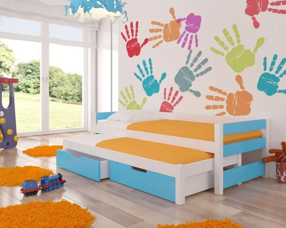 Bērnu gulta Fraga ar stelāžām Guļamvietas platums: 90 cm, Guļamvietas garums: 200 cm, · 97 × 206 × 65 cm