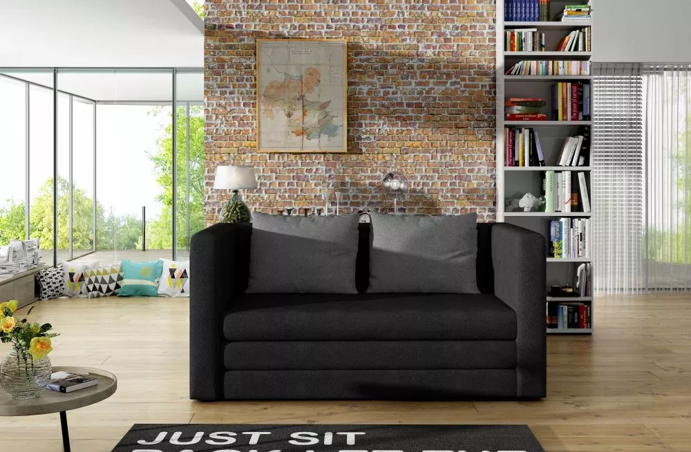 Dīvāns Neva Classic standard · Melns + pelēks · 70 × 132 × 65 cm