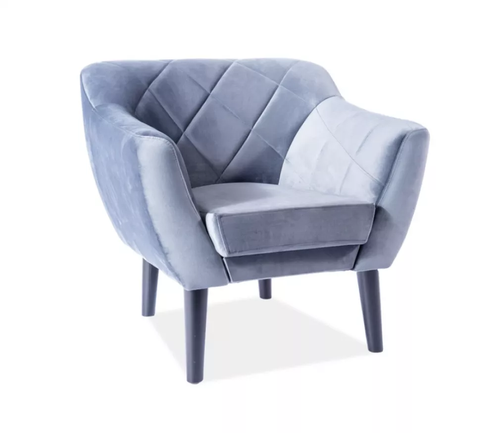 Mīksts krēsls Karo 1 Velvet Sēdvietas dziļums: 54 cm, · Pelēks · 78 × 75 × 76 cm