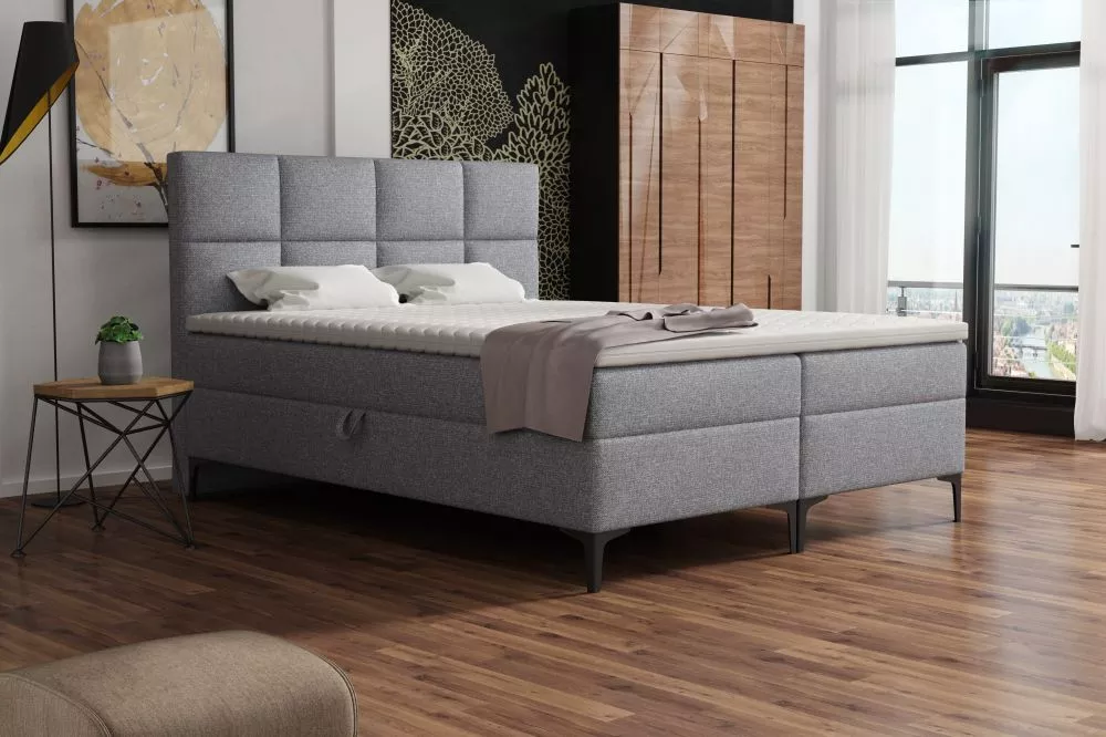 Gulta Jupiter Boxspring Standard Guļamvietas platums: 200 cm, Guļamvietas garums: 200 cm, · Pelēks · 200 × 212 × 116 cm