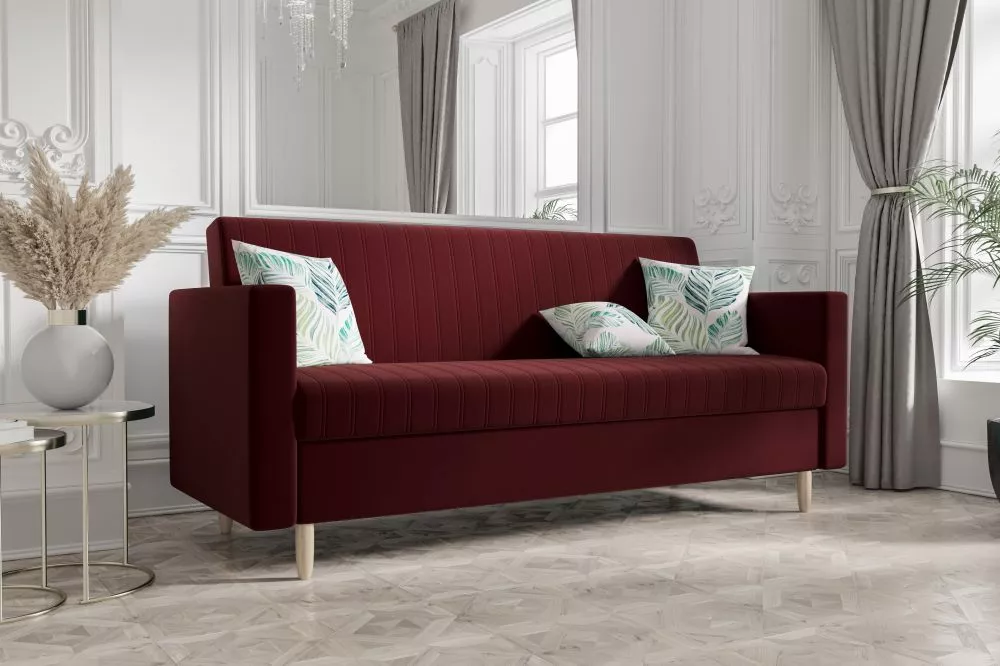 Dīvāns Melisa Sofa Standard · Tumši sarkans · 80 × 216 × 98 cm