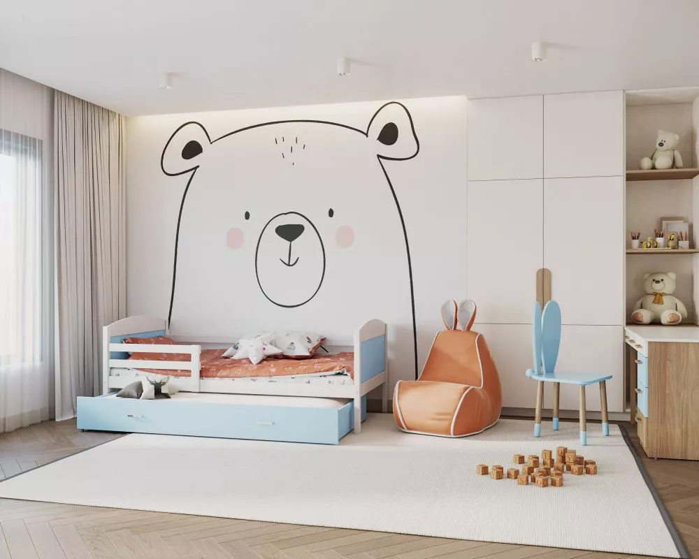 Bērnu gulta Mateusz P2 MDF 90x200 ar stelāžām Guļamvietas platums: 90 cm, Guļamvietas garums: 200 cm, · 96 × 208 × 78.5 
