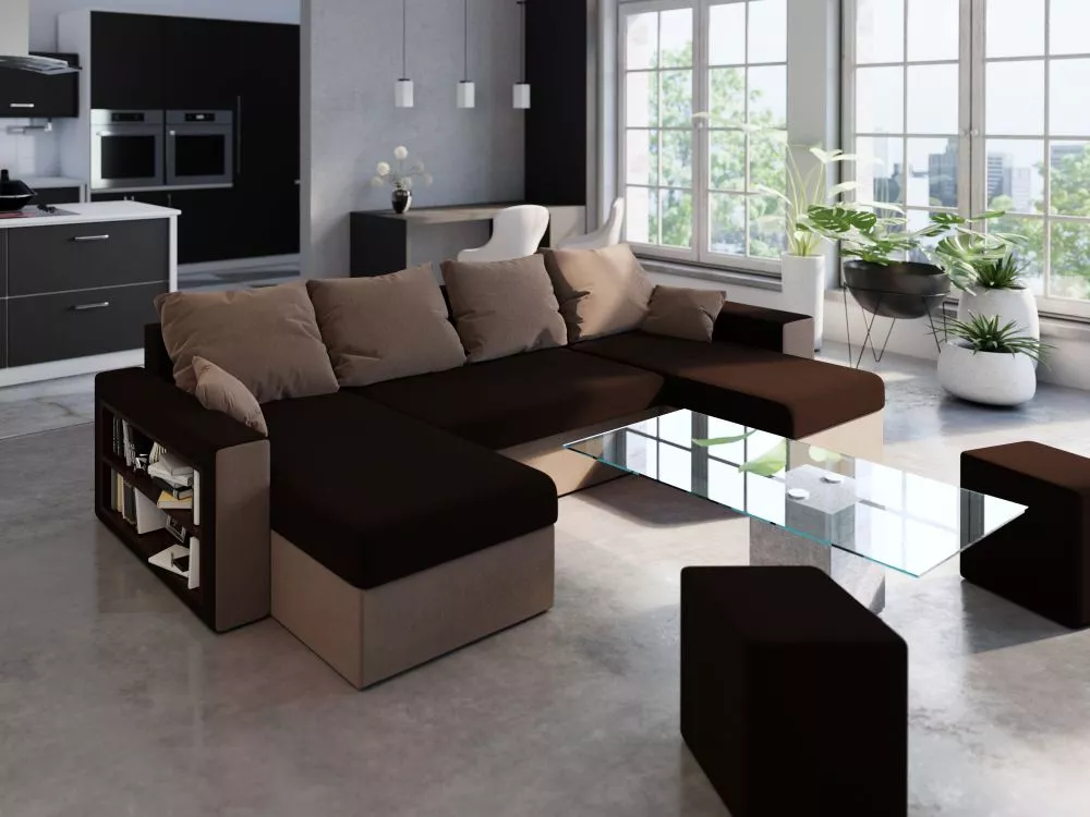 Dīvāns Boston Corner Standard · Brūns + bēšs · 140 × 327 × 90 cm
