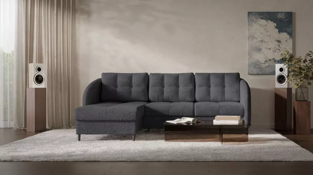 Dīvāns Nubo elegant standard · Grafīts · 162 × 238 × 94 cm