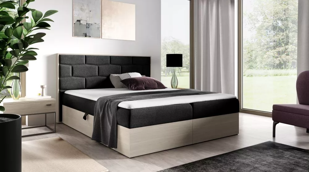 Gulta Wood-9 160x200 Boxspring Standard Guļamvietas platums: 160 cm, Korpusa krāsa: ziemeļu tīkkoks, Guļamvietas garums: