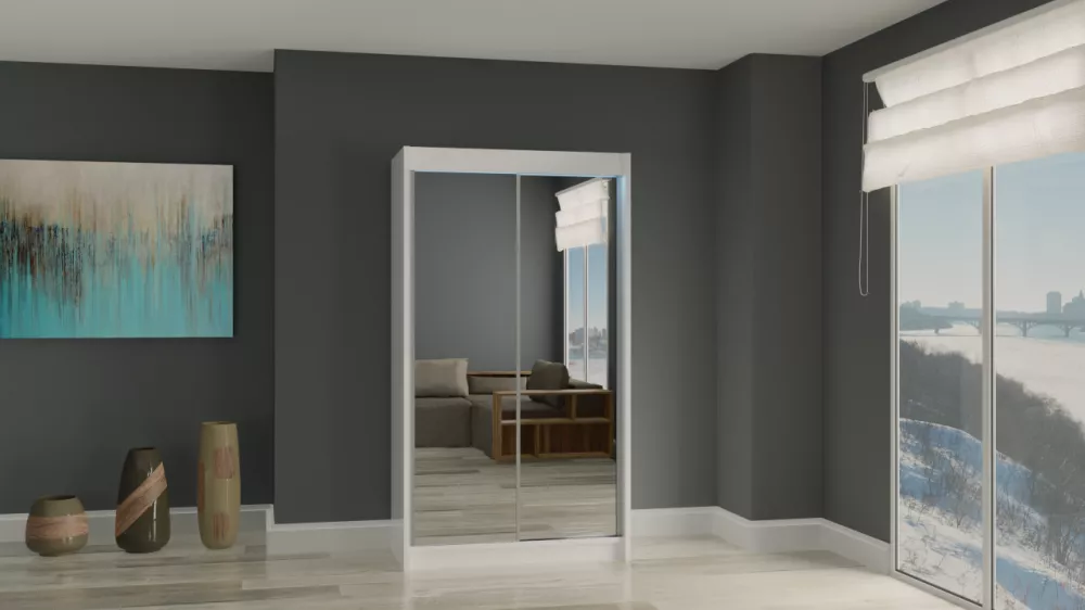 Skapis Debora ar LED · Balts · 120 × 61 × 216 cm