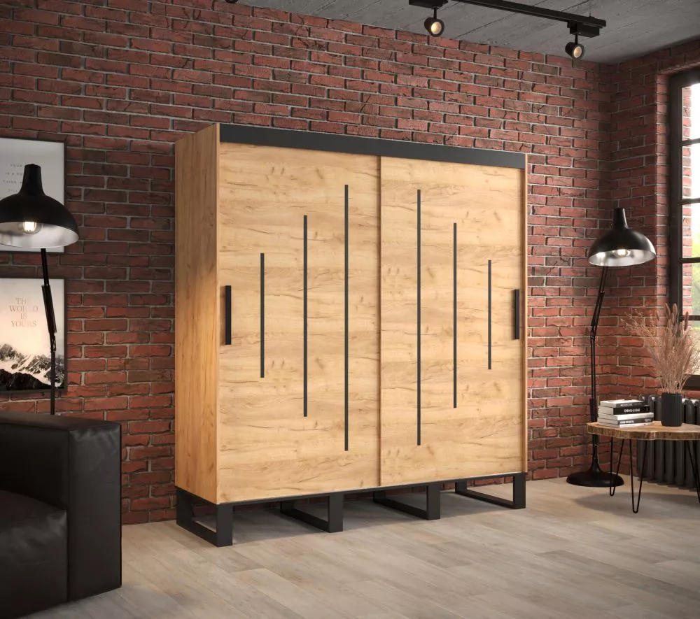 Skapis Loft Y · Ozols craft zelts · 200 × 62 × 212 cm