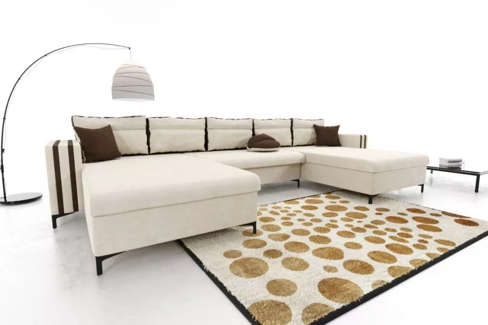 Dīvāns Vigo Standard · Krēma + tumši brūns · 142 × 350 × 76 cm