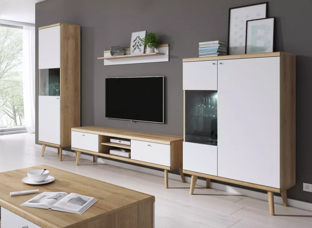 Sekcija Primo A ar LED · Ozols riviera + balts · 40 cm