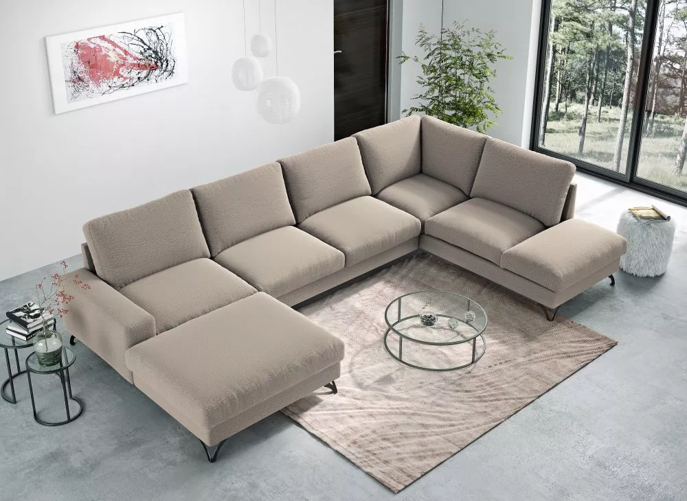Dīvāns Flavio U Premium Standard · Krēma · 214 × 367 × 91 cm