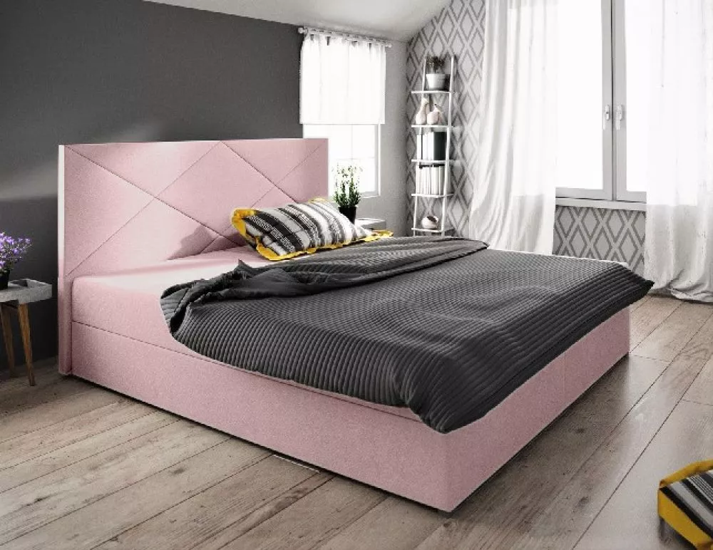 Gulta Fado 4 Boxspring Standard Guļamvietas platums: 140 cm, Guļamvietas garums: 200 cm, · Rozā · 145 × 208 × 106 cm