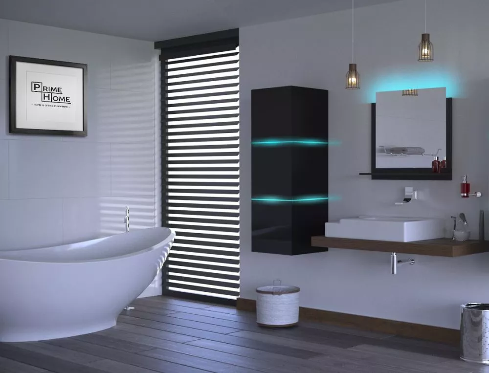Vannas istabas komplekts Alius 13 ar LED · Melns · 110 × 35 cm