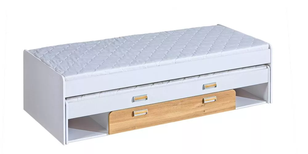 Bērnu gulta Lorento L16 ar stelāžām Guļamvietas platums: 80 cm, Guļamvietas garums: 200 cm, · 86 × 203.5 × 55.5 cm