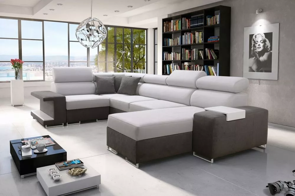 Dīvāns Vector 4 Mini Standard · Pelēks + tumši pelēks · 213 × 338 × 97 cm