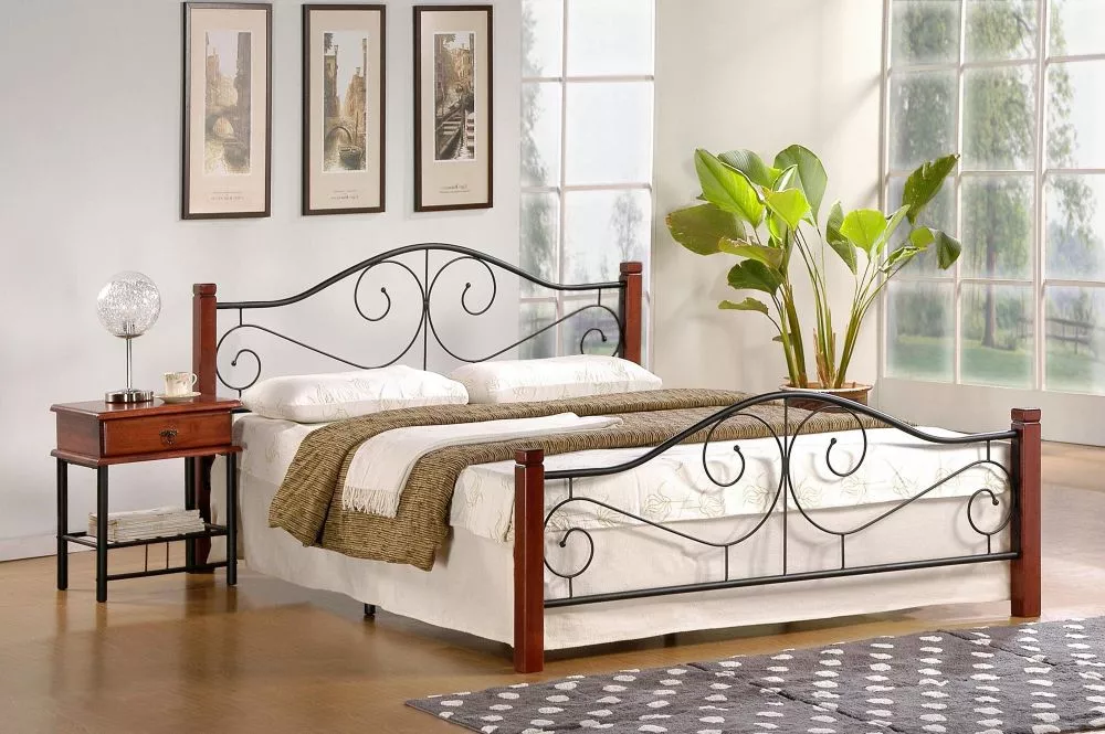 Gulta Violetta ar stelāžu Guļamvietas platums: 160 cm, Korpusa krāsa: ķirsis, Guļamvietas garums: 200 cm, · 165 × 210 × 