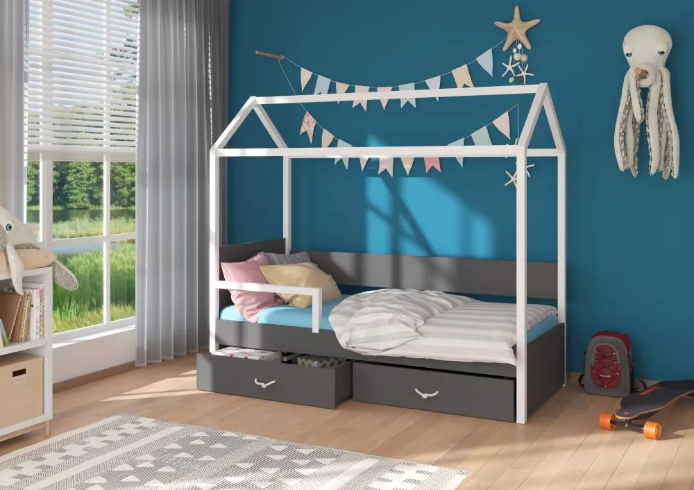 Bērnu gulta Otello White ar stelāžu Guļamvietas platums: 90 cm, Guļamvietas garums: 200 cm, · 97 × 210 × 172 cm