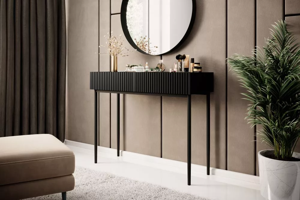 Kosmētikas galds Nicole T100 2SZ Black · Melns · 100 × 82 × 41 cm