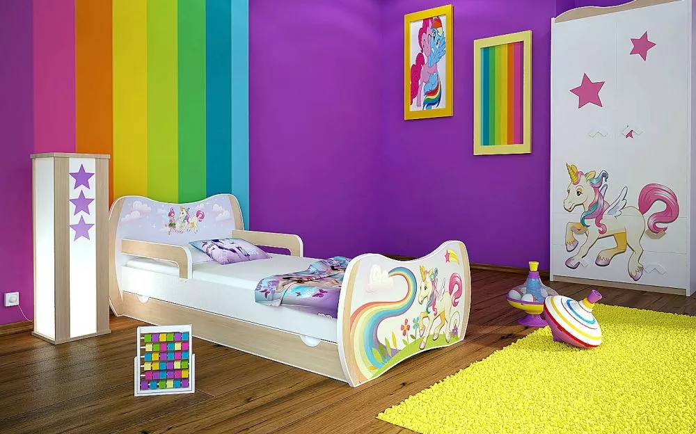 Bērnu gulta Dream L06 180x90 DM15 ar stelāžu Guļamvietas platums: 90 cm, Guļamvietas garums: 180 cm, · 114 × 184 × 71 cm
