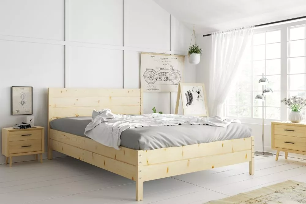 Gulta Continental ar stelāžu Guļamvietas platums: 140 cm, Guļamvietas garums: 200 cm, stelāžas tips: metāla, · Priede · 