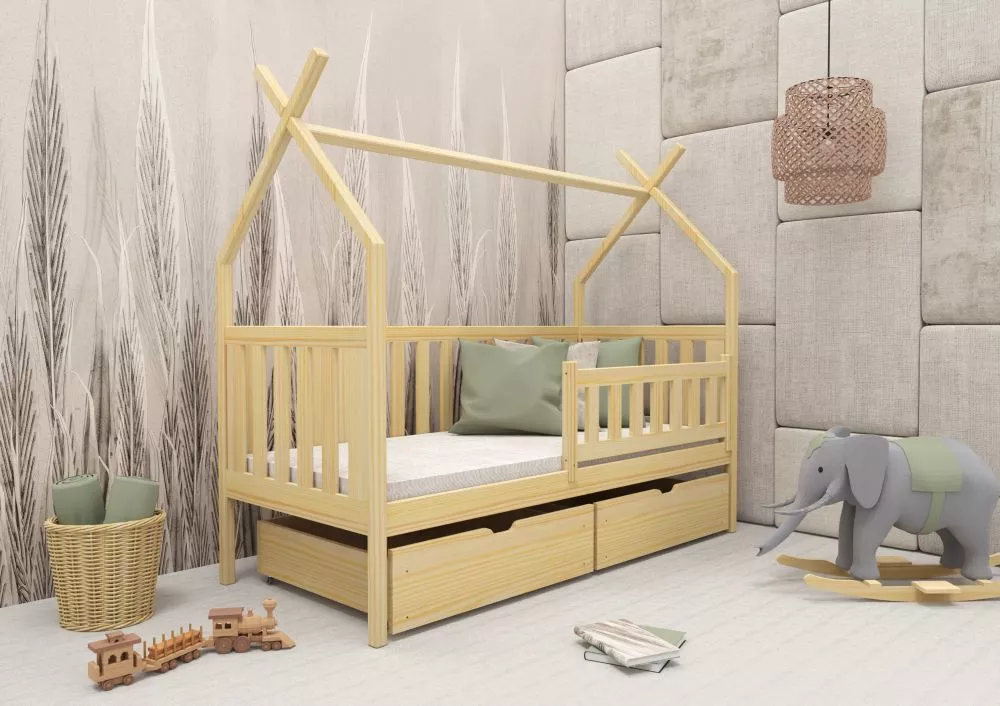 Bērnu gulta Simba ar stelāžu Guļamvietas platums: 80 cm, Guļamvietas garums: 160 cm, · Priede · 86 × 164 × 166 cm