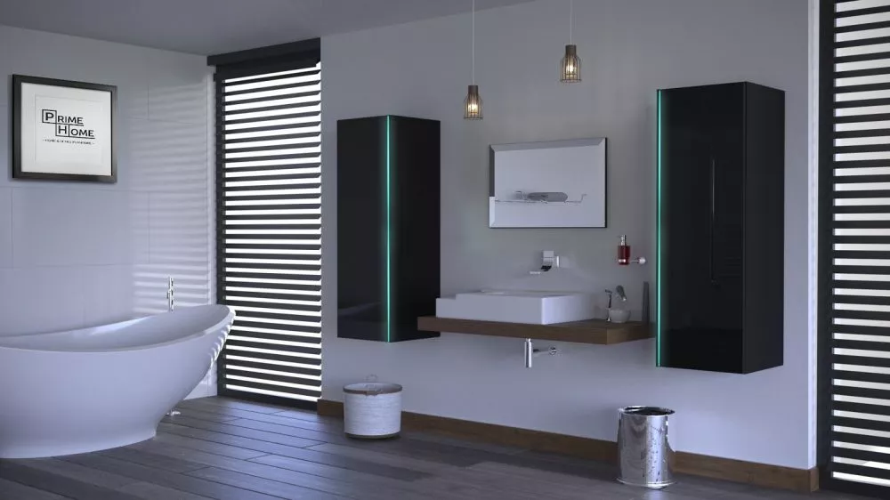 Vannas istabas komplekts Alius 10 ar LED · Melns · 110 × 30 cm