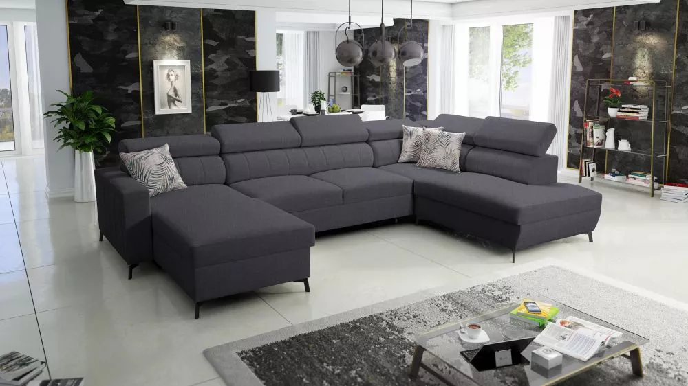 Dīvāns Baltico 6 Premium Standard · Grafīts · 224 × 351 × 83 cm