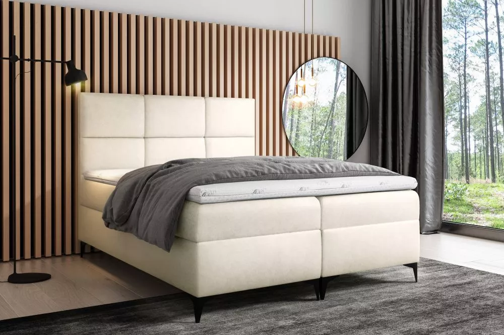 Gulta Fava Boxspring Premium Standard Guļamvietas platums: 160 cm, Guļamvietas garums: 200 cm, · Gaišais krēms · 164 × 2