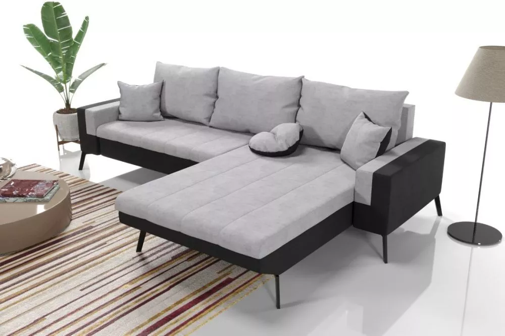 Dīvāns Austria Standard · Pelēks + melns · 142 × 255 × 76 cm
