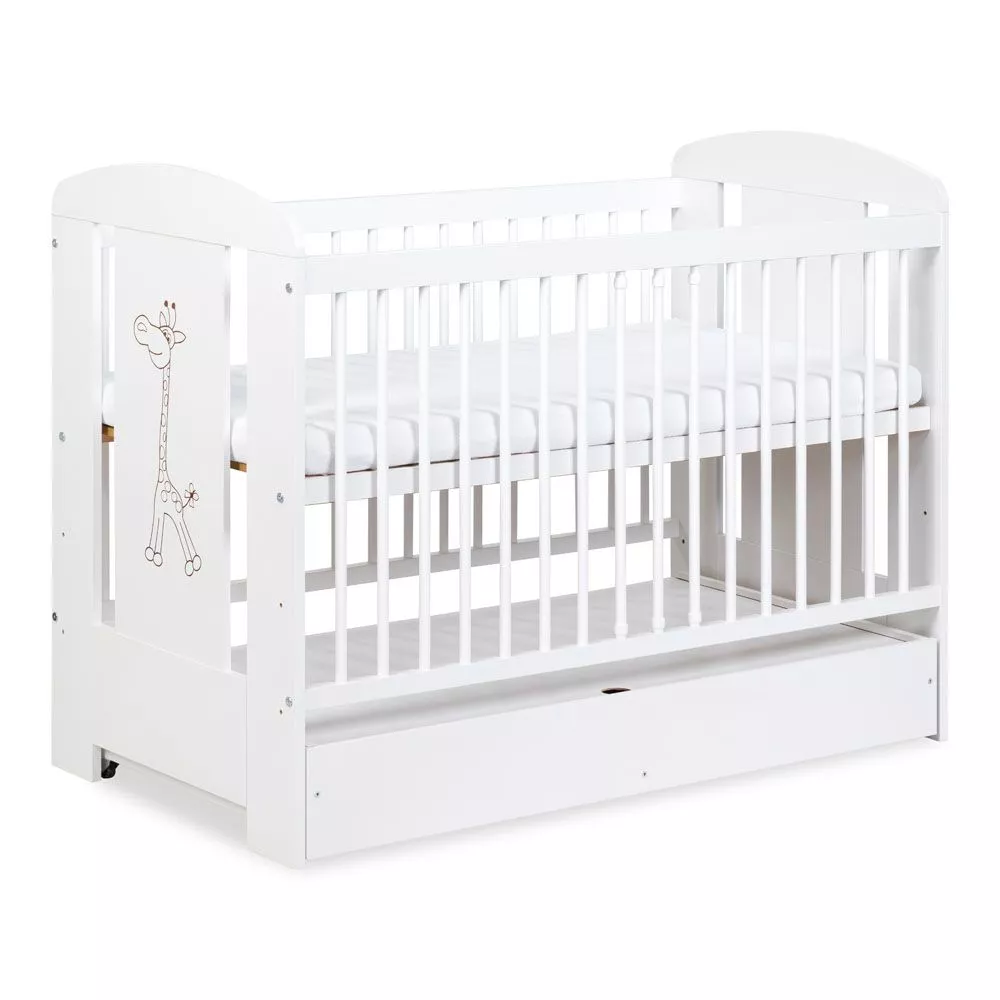 Bērnu gultiņa Safari 1 60x120 žirafe balts ar stelāžu Guļamvietas platums: 60 cm, Guļamvietas garums: 120 cm, · Balts · 