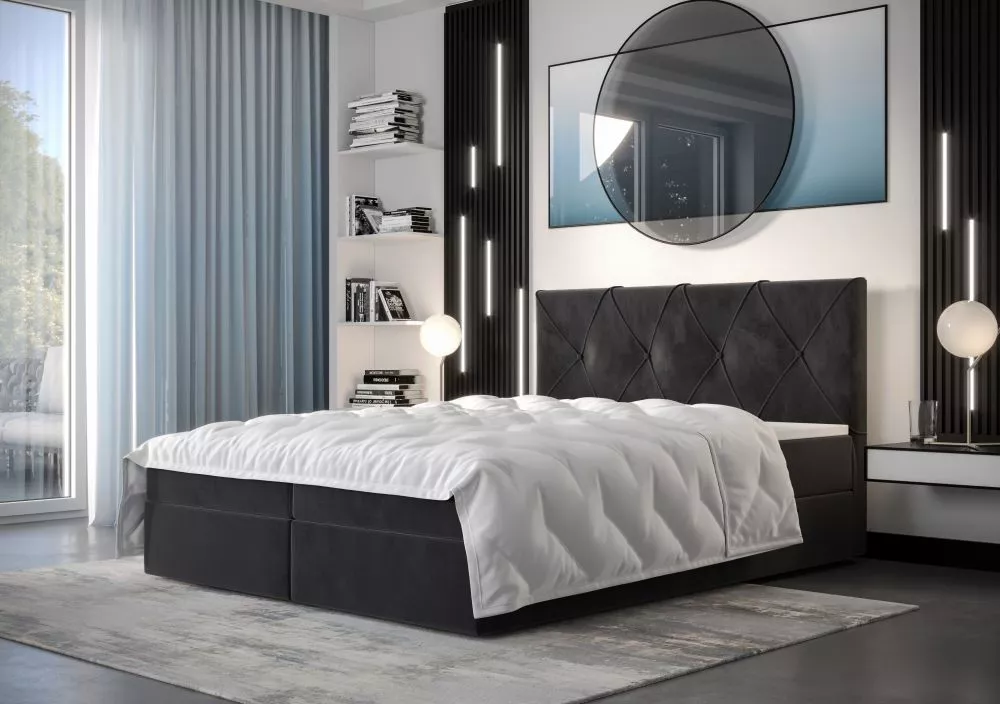Gulta Altea Boxspring Standard Guļamvietas platums: 180 cm, Guļamvietas garums: 200 cm, · Antracīts · 180 × 207 × 104 cm