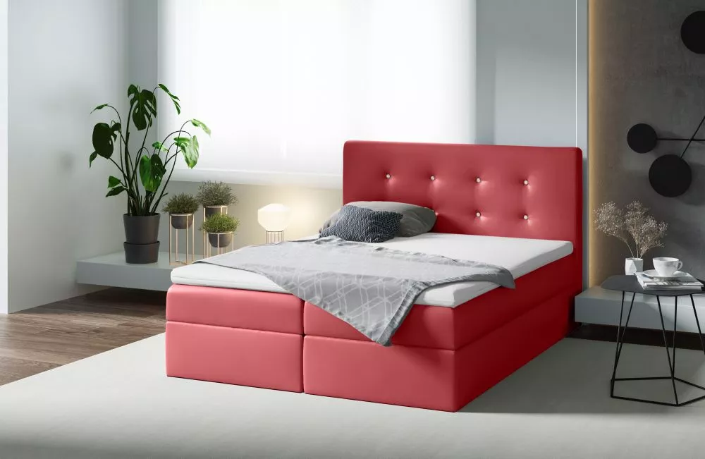 Gulta Mezi Boxspring Premium Standard Guļamvietas platums: 160 cm, Guļamvietas garums: 200 cm, · Sarkans · 160 × 213 × 1